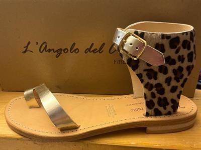SANDALO DONNA CUOIO LEOPARDO BORGO GIANNOTTI