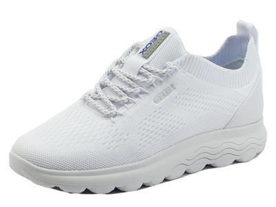 SCARPA DONNA SNEAKERS D SPHERICA A-KNITTED TEXT WHITE GEOX