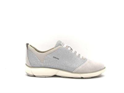 SCARPA DONNA SNEAKERS D NEBULA G-GLIT TEXT SUEDE SIL/WH GEOX